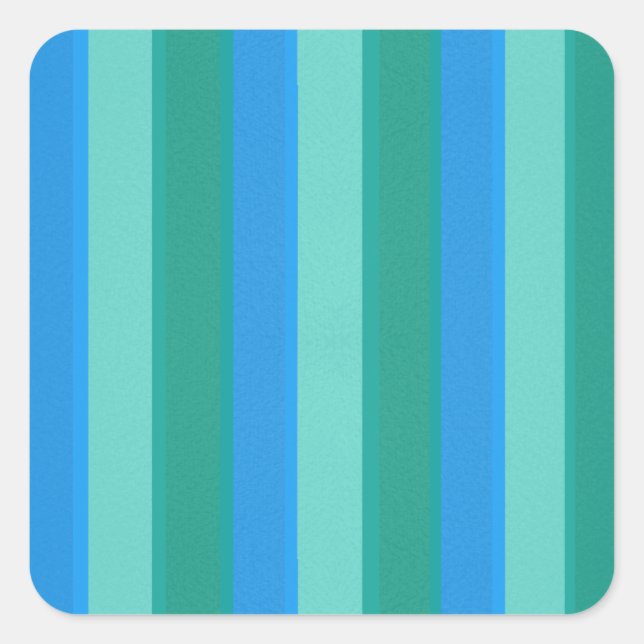 Pegatina Cuadrada Atómico Verde azulado y turquesa en franjas cuadra (Anverso)