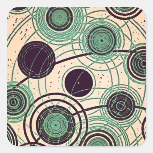 Pegatina Cuadrada átomos yaie y electrones (Anverso)