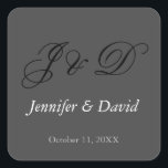 Pegatina Cuadrada Atractivo Boda de guiones de caligrafía<br><div class="desc">Puede cambiar fácilmente las fuentes y los colores. También puede agregar su logotipo y la imagen de fondo como desee.</div>