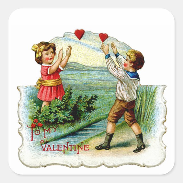 Pegatina Cuadrada Atrapar mi corazón (Anverso)