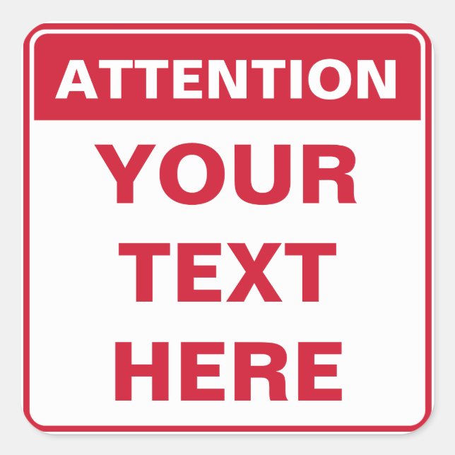 Pegatina Cuadrada Attention Sign, squared version, template (Anverso)