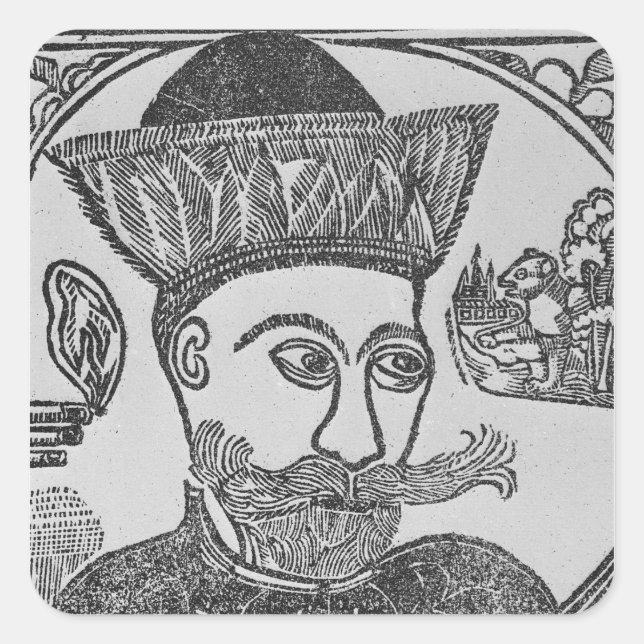 Pegatina Cuadrada Attila el Hun (Anverso)