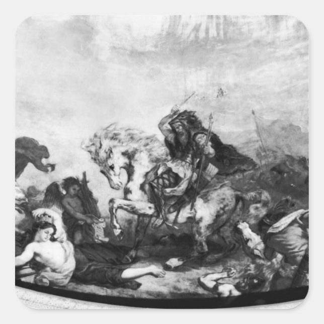Pegatina Cuadrada Attila el Hun y sus hordas (Anverso)