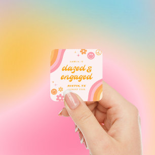 Pegatina Cuadrada Aturdida y Comprometida Rosa y Naranja