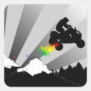 Pegatina Cuadrada atv del rastro de la suciedad de los patios