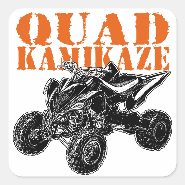Pegatina Cuadrada ATV Quad Kamikaze (Anverso)