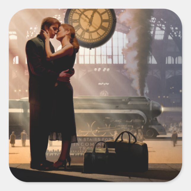 Pegatina Cuadrada Au Revoir (Anverso)