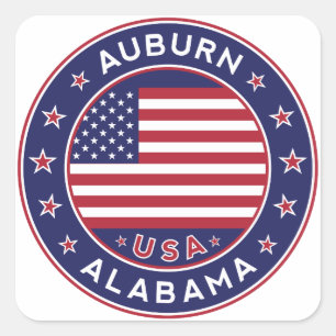 Pegatina Cuadrada Auburn, Alabama (Estados Unidos de América)