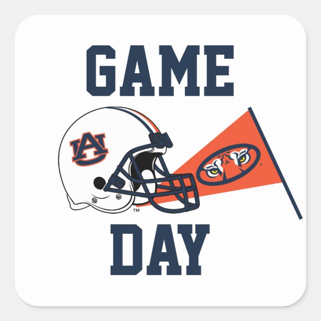 Pegatina Cuadrada Auburn University Game Day (Anverso)