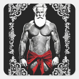 Pegatina Cuadrada Auch der Weihnachtsmann wünscht ein frohes Fest l