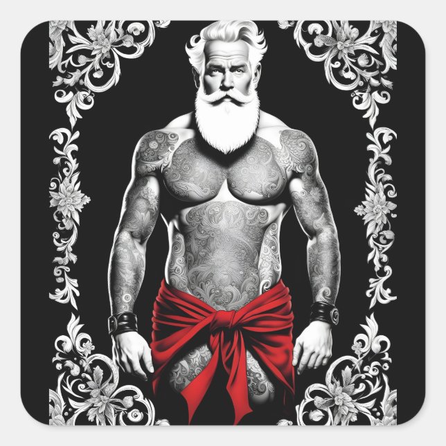 Pegatina Cuadrada Auch der Weihnachtsmann wünscht ein frohes Fest l (Anverso)