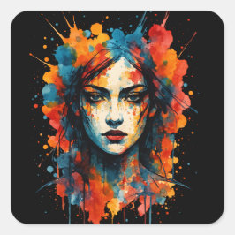 Pegatina Cuadrada Audaces expresiones: Arte en movimiento