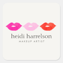 Pegatina Cuadrada Audaz belleza artística de maquillaje de color de