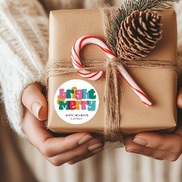 Pegatina Cuadrada Audaz Monograma de ferias brillantes y felices nav