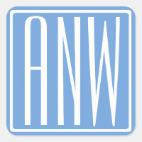 Audaz Monograma Moderno 3 Iniciales | Azul blanco 