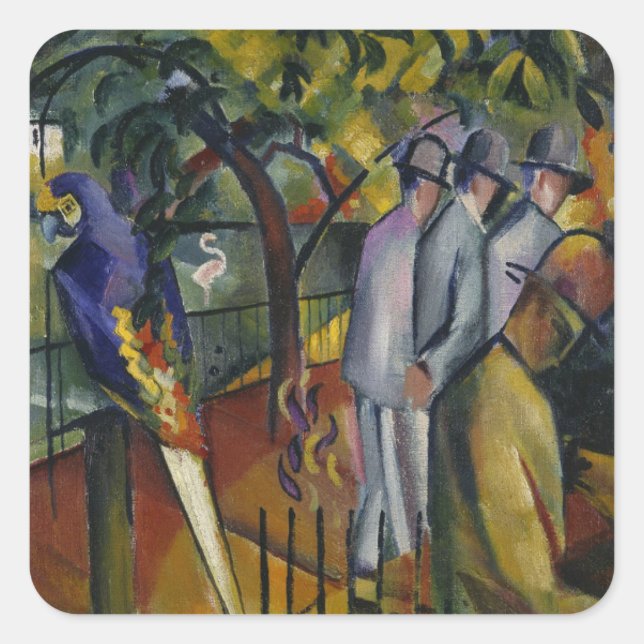 Pegatina Cuadrada August Macke | Jardín zoológico I (Anverso)