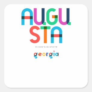 Pegatina Cuadrada Augusta Georgia de mediados de siglo, Arte Pop,