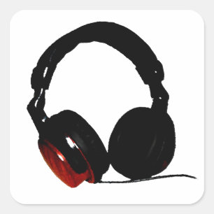 Pegatina Cuadrada Auriculares de Pop Art