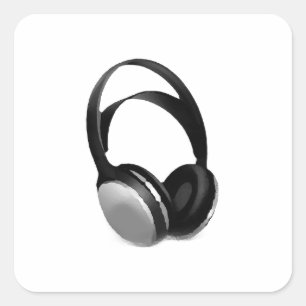 Pegatina Cuadrada Auriculares de Pop Art