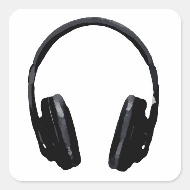 Pegatina Cuadrada Auriculares de Pop Art (Anverso)
