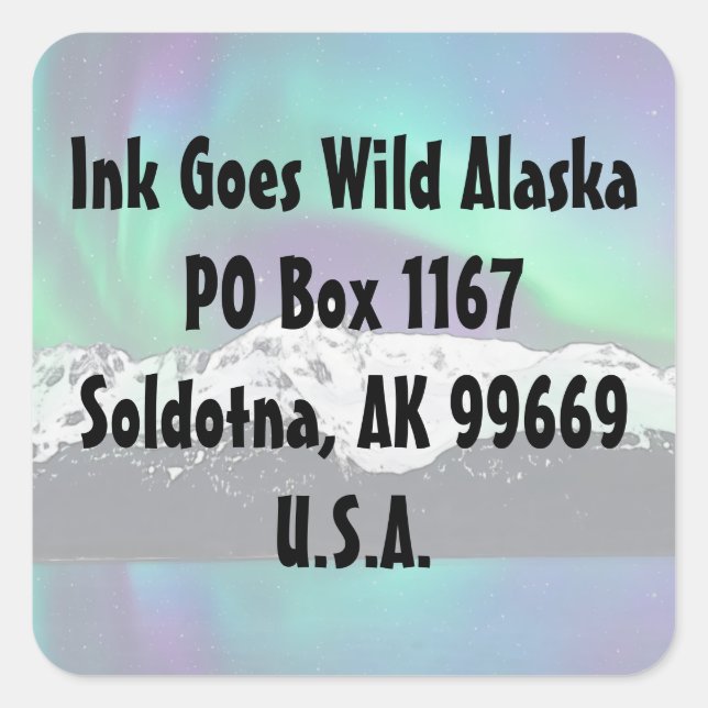 Pegatina Cuadrada Aurora Borealis - Pegatinas sobre sobres (Anverso)