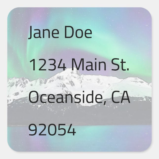 Pegatina Cuadrada Aurora Borealis - Pegatinas sobre sobres (Anverso)