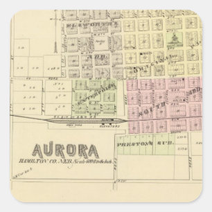 Pegatina Cuadrada Aurora, Phillips, un Hampton, Nebraska