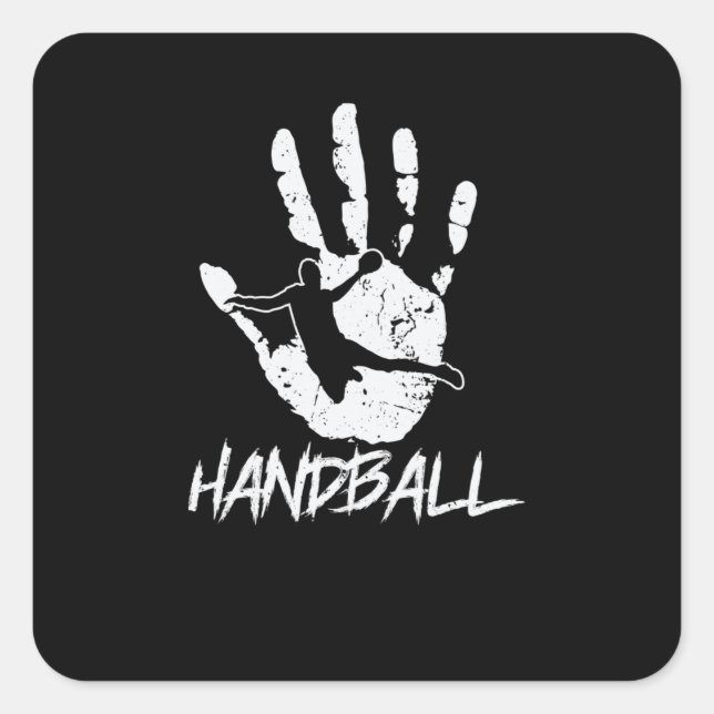 Pegatina Cuadrada aus Hand und Ball wird Handball (Anverso)