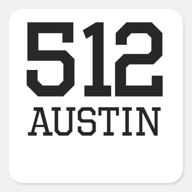 Pegatina Cuadrada Austin Area Code 512 (Anverso)
