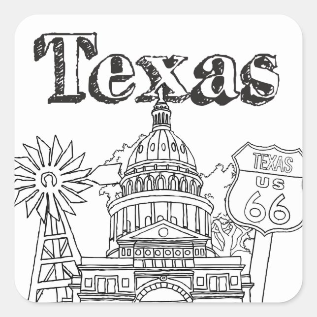 Pegatina Cuadrada Austin Texas Art Vacation Texas Souvenir Design (Anverso)