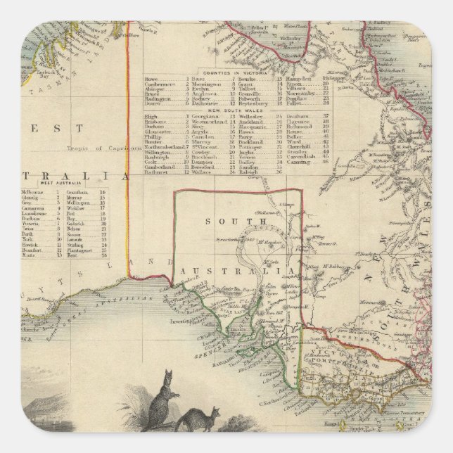 Pegatina Cuadrada Australia 5 (Anverso)