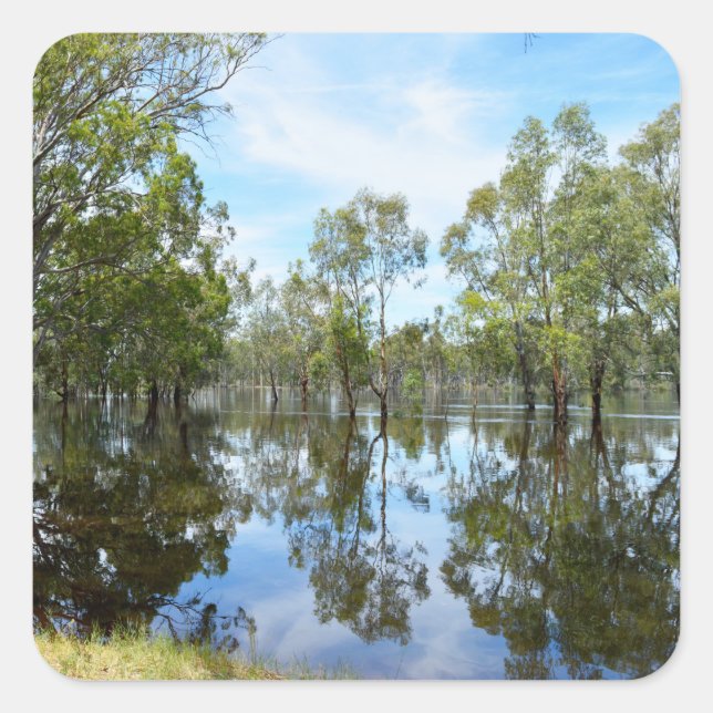 Pegatina Cuadrada Australia El río Murray, (Anverso)