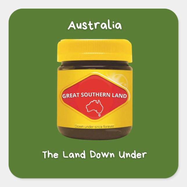 Pegatina Cuadrada Australia Great Southern Land (Anverso)