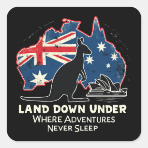 Pegatina Cuadrada Australia: Los australianos canguro caen bajo tier