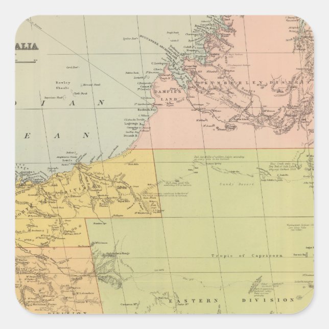 Pegatina Cuadrada Australia Occidental (Anverso)