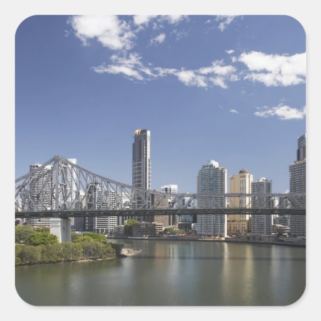 Pegatina Cuadrada Australia, Queensland, Brisbane, Story Bridge, (Anverso)