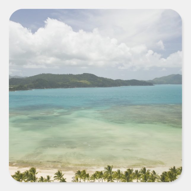 Pegatina Cuadrada Australia, Queensland, Costa de Whitsunday, 3 (Anverso)