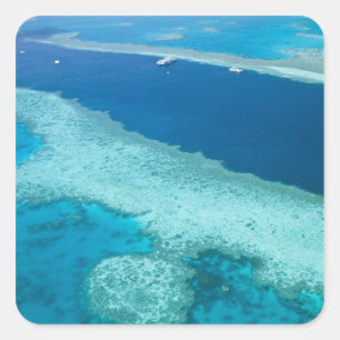 Pegatina Cuadrada Australia, Queensland, costa de Whitsunday, Gran 5