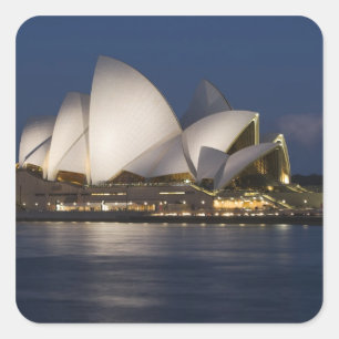 Pegatina Cuadrada Australia, Sydney. Casa de la Ópera por la noche e