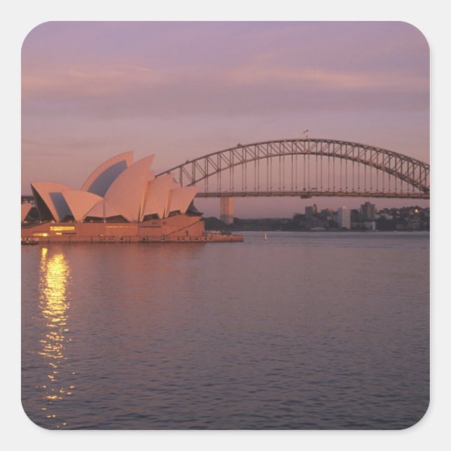 Pegatina Cuadrada Australia, Sydney, Ópera de Sydney construida (Anverso)