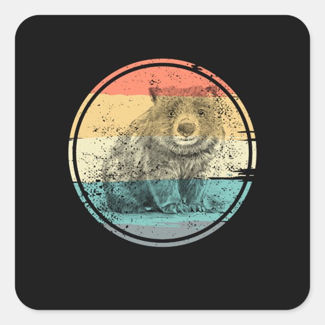 Pegatina Cuadrada Australia Wombat (Anverso)