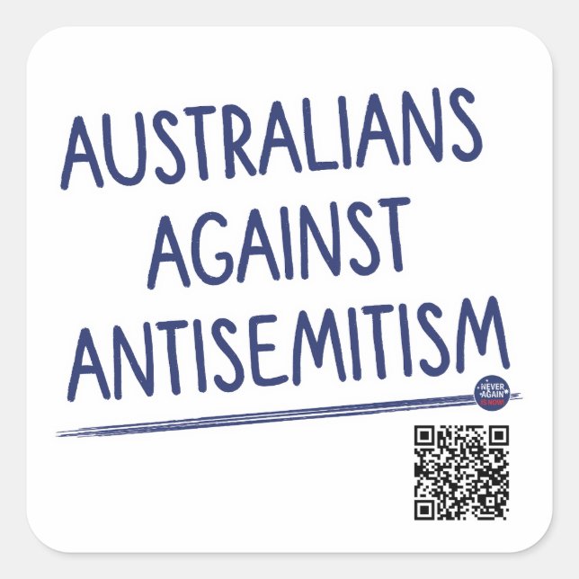 Pegatina Cuadrada Australianos contra el antisemitismo - Hoja de Peg (Anverso)
