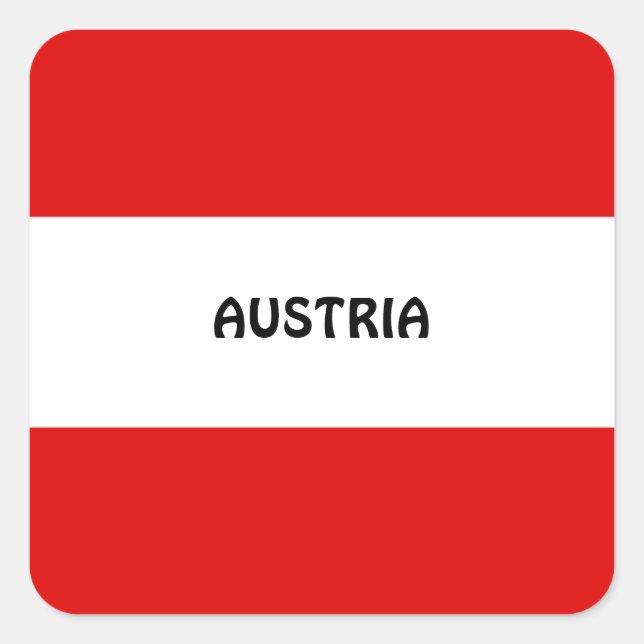 Pegatina Cuadrada Austria, bandera (Anverso)