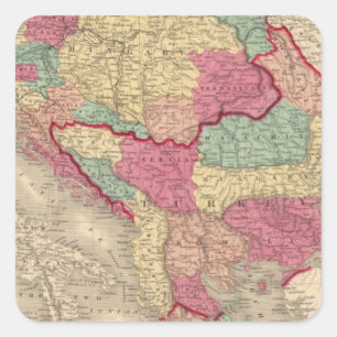 Pegatina Cuadrada Austria Turquía en Europa y Grecia
