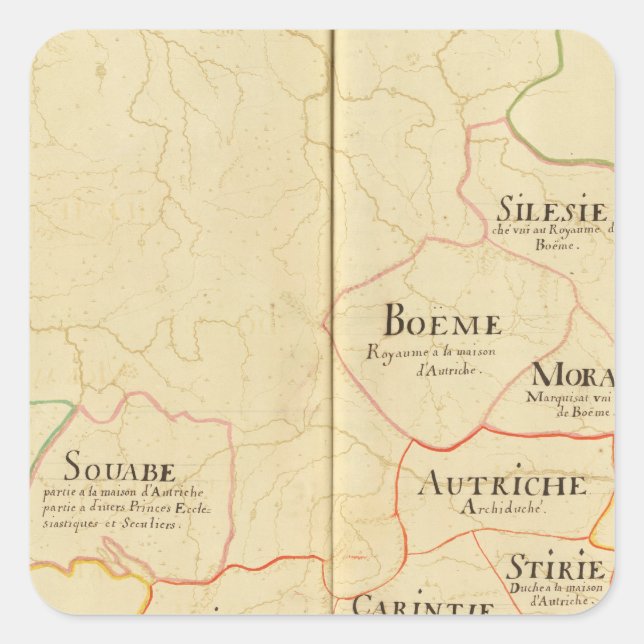 Pegatina Cuadrada Austria y República Checa (Anverso)