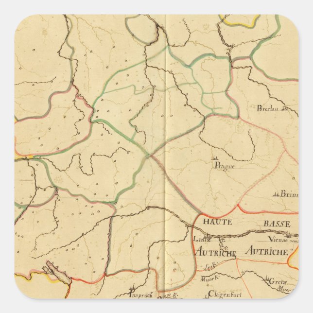 Pegatina Cuadrada Austria y República Checa 3 (Anverso)