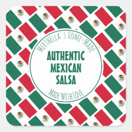 Pegatina Cuadrada AUTÉNTICA MEXICANA HECHA EN EL Hogar SALSA