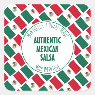 Pegatina Cuadrada AUTÉNTICA MEXICANA HECHA EN EL Hogar SALSA