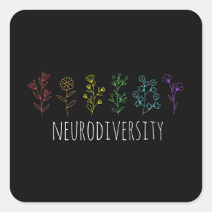 Pegatina Cuadrada Autism Awareness Autistic Pride Rainbow Neurodiver