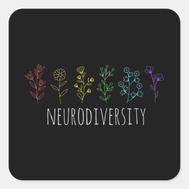 Pegatina Cuadrada Autism Awareness Autistic Pride Rainbow Neurodiver (Anverso)
